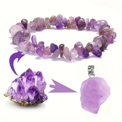 Collier en pierre brute irrégulière de bourgeon de cristal d'améthyste en pierre naturelle