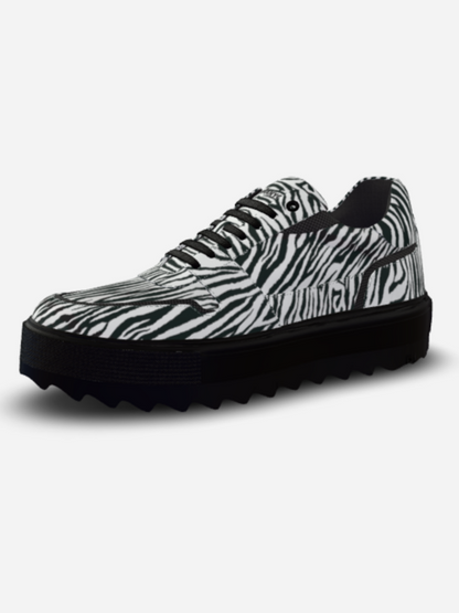 Ethical sneakers BYMANYC Harlem Glory, zebra-print upper, platform sole, unisex