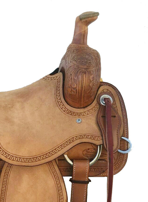 Western Brown Rough Out Leather Roper Ranch Horse Saddle Size 15"