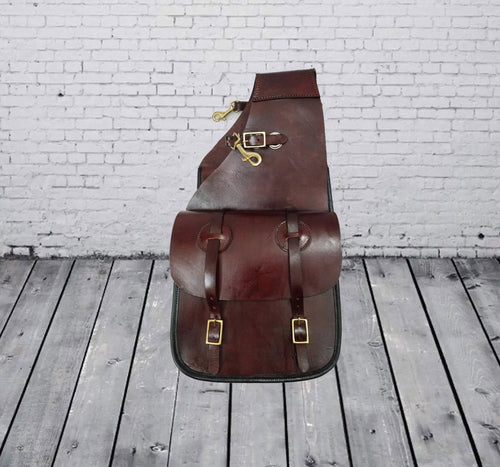 Cowhide Leather Western Horse Saddle Bag: Trail Riding Gear