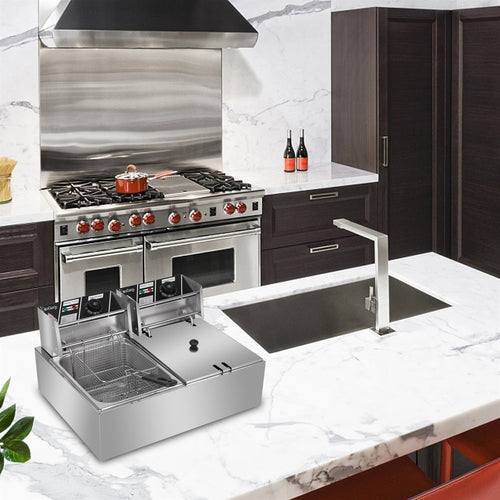 Friteuse Électrique Double Bac Inox 12L 110V