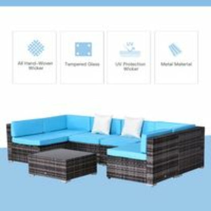 7 Piece Rattan Sofa Set Outdoor Furniture Patio Set