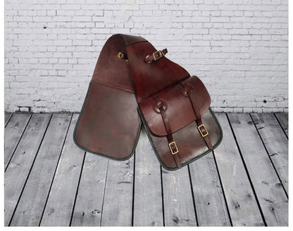 Cowhide Leather Western Horse Saddle Bag: Trail Riding Gear