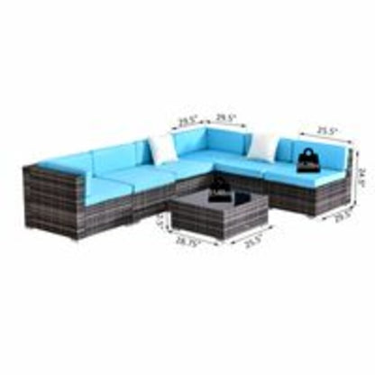 7 Piece Rattan Sofa Set Outdoor Furniture Patio Set