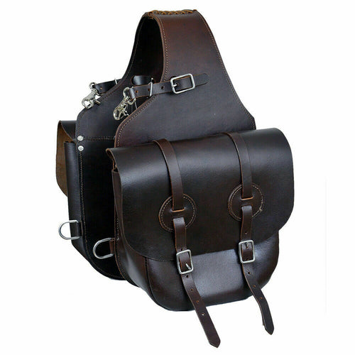 Western Leather Horse Saddle Bag Horse Riding Gear Brown