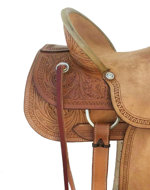 Selle western de ranch en cuir pleine fleur marron rugueux, tailles 10" à 13"