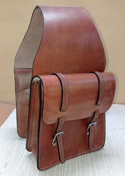 Cowhide Leather Western Saddle Bag: Trail Riding Gear