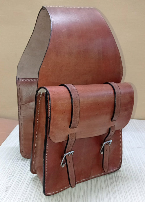 Cowhide Leather Western Saddle Bag: Trail Riding Gear