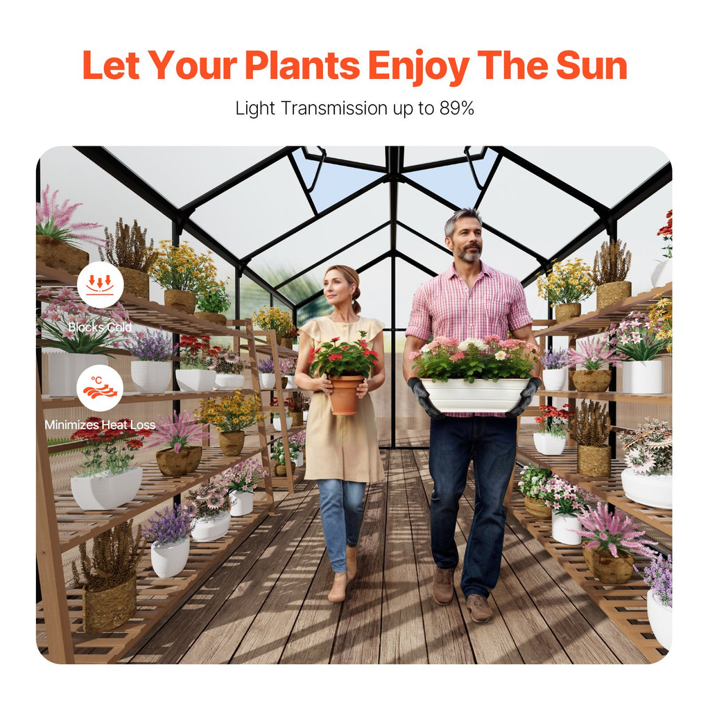 Polycarbonate Greenhouse, 8 X 10 Ft, Outdoor Greenhouse