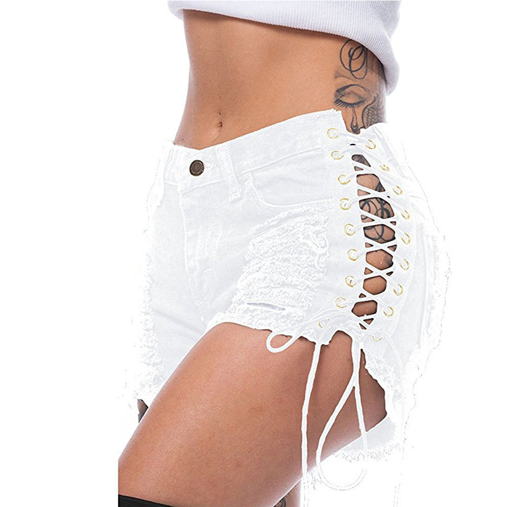 Jeans femme déchirés mendiant Bandage boîte de nuit Femme Short sexy
