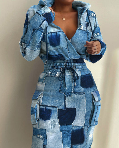Robe Imprimée à Poches Latérales pour Femme