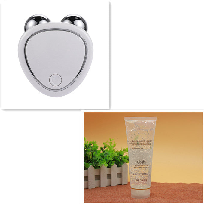 Instrumento portátil de belleza facial de microcorriente para levantar, adelgazar y reducir el edema con masajeador de doble rodillo