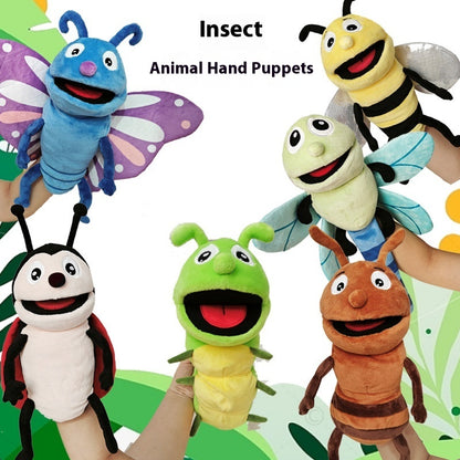 Marionnette à Main Insecte Ventre Ouvert en Peluche Jouet Maternelle Dessin Animé Animal Marionnette à Main Jouet Bouche Mobile