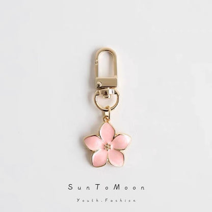 Porte-clés Fille Simple Cœur Fleur de Poire Pendentif de Sac d'École Japonais en Forme de Fleur