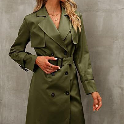 Manteau trench décontracté à double boutonnage, style européen et américain pour femme, collection automne