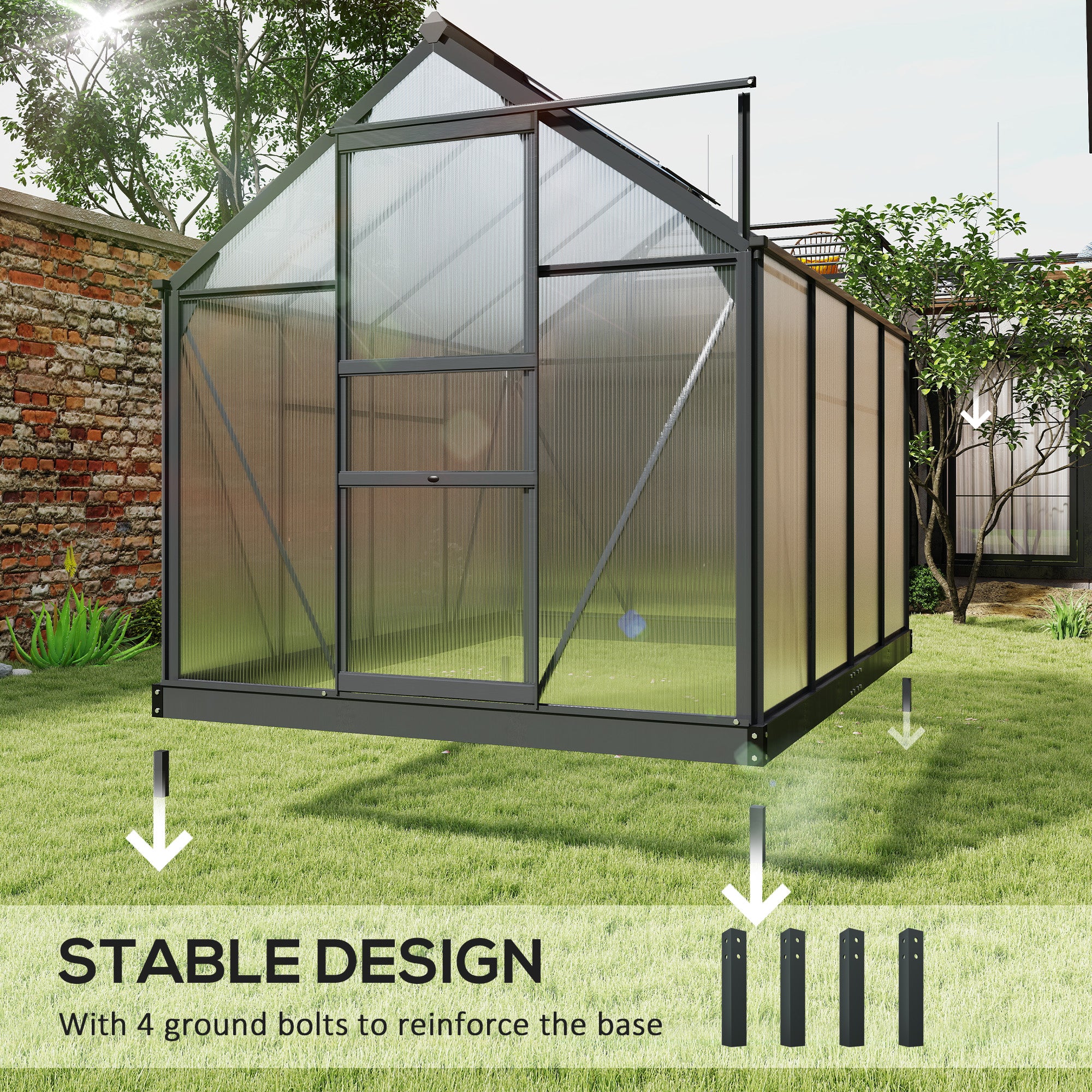 Polycarbonate Greenhouse, Heavy Duty Outdoor Aluminum Walk-in