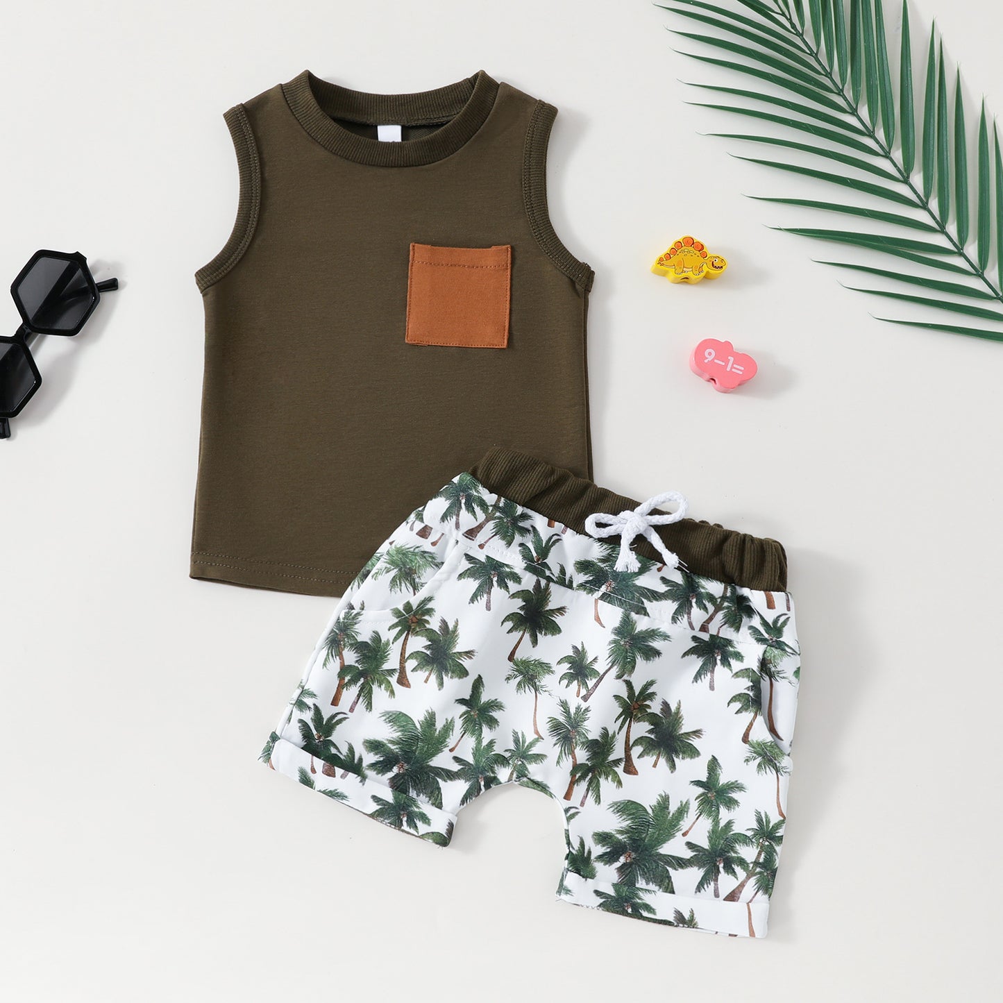 Ensemble 2 pièces sans manches pour bébé : gilet et short