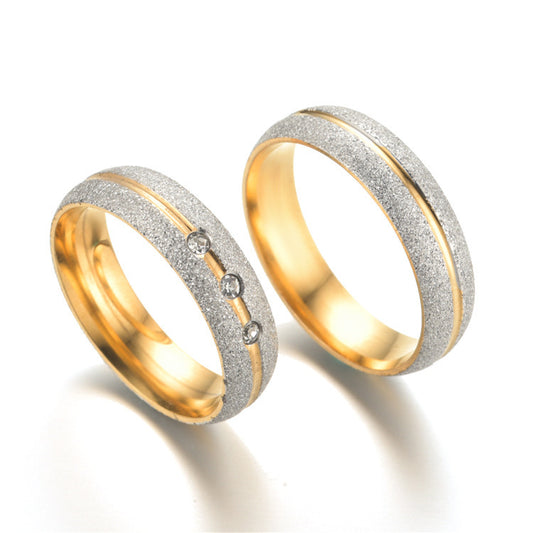 Bague de couple givrée en acier titane européen et américain