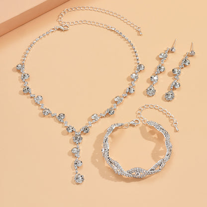 Collier en cristal, boucles d'oreilles et bracelet tendance