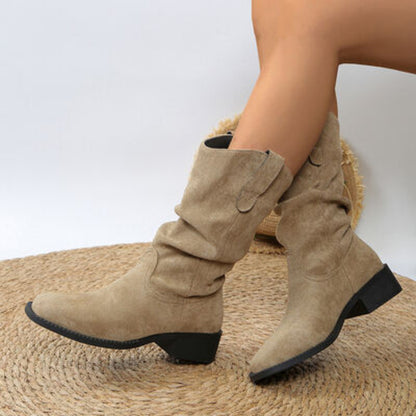 Bottes de cowboy plissées à enfiler