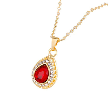 Ensemble de bijoux trois pièces exquis en alliage multicolore : collier et boucles d'oreilles goutte d'eau
