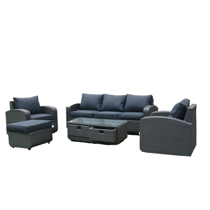 Direct Wicker 5-Piece Outdoor Rattan Furniture Patio Conversation Set