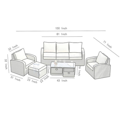Direct Wicker 5-Piece Outdoor Rattan Furniture Patio Conversation Set