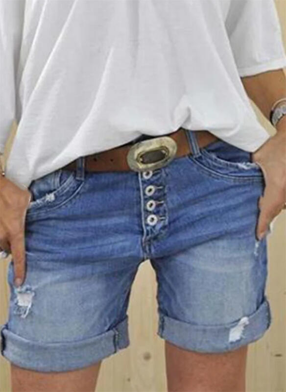 Short en jean taille haute pour femme