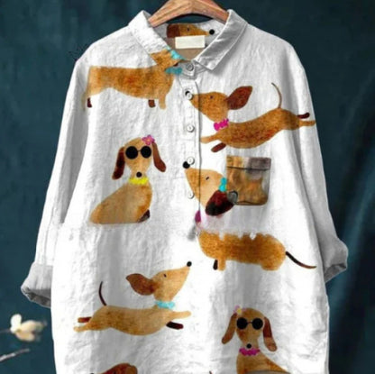 Chemise à imprimé animal numérique rétro de style européen et américain pour femmes
