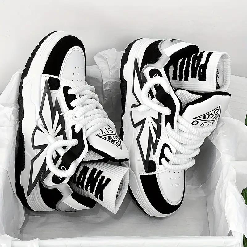 Vance Harajuku Western Low Top Mens Sneakers, black and white pair with AdTec branding and bold graphic panels