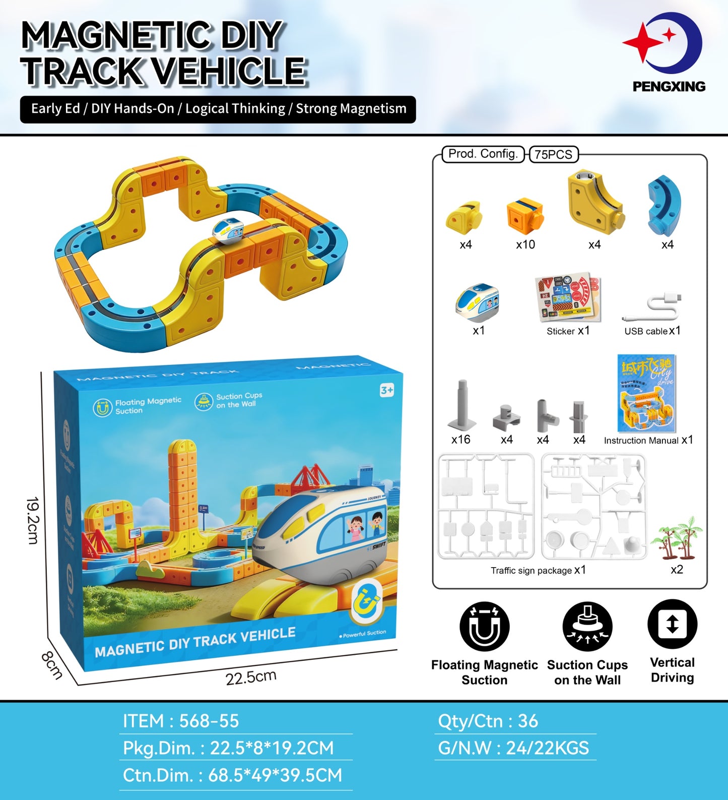Jouet de construction de piste de lévitation magnétique électrique pour enfants