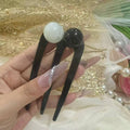 Simple Beads Three-tooth Hairpin For Women All-matching Graceful