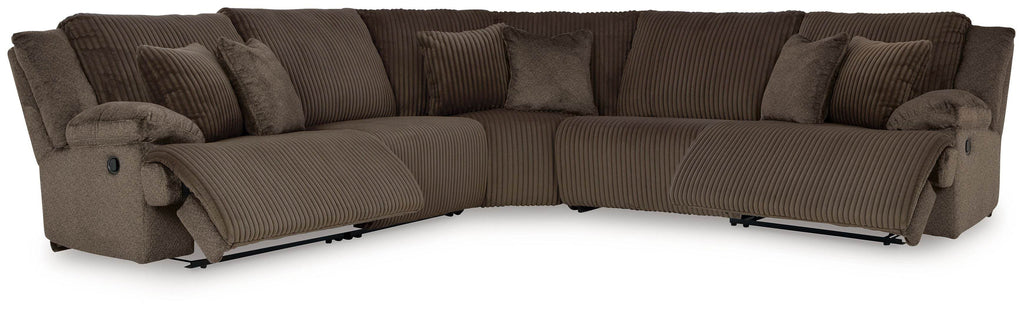 Top Tier - 5-Piece Reclining Sectional - Fabric - Chocolate-0