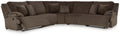 Top Tier - 5-Piece Reclining Sectional - Fabric - Chocolate-0