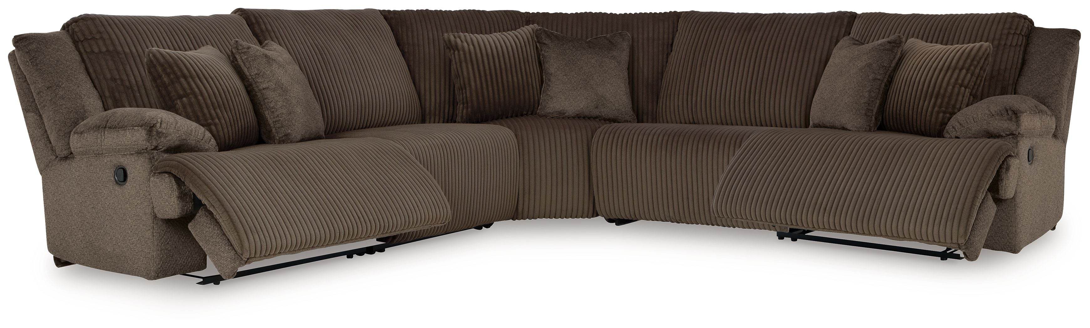 Top Tier - 5-Piece Reclining Sectional - Fabric - Chocolate-0