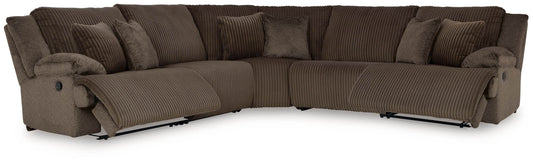 Top Tier - 5-Piece Reclining Sectional - Fabric - Chocolate-0