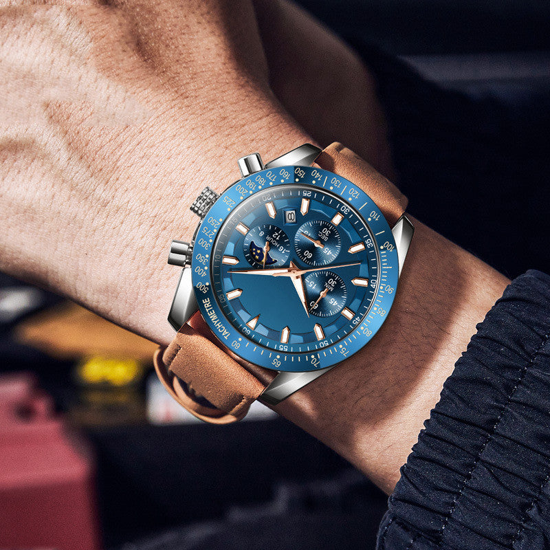 Montre à quartz multifonction lumineuse pour homme