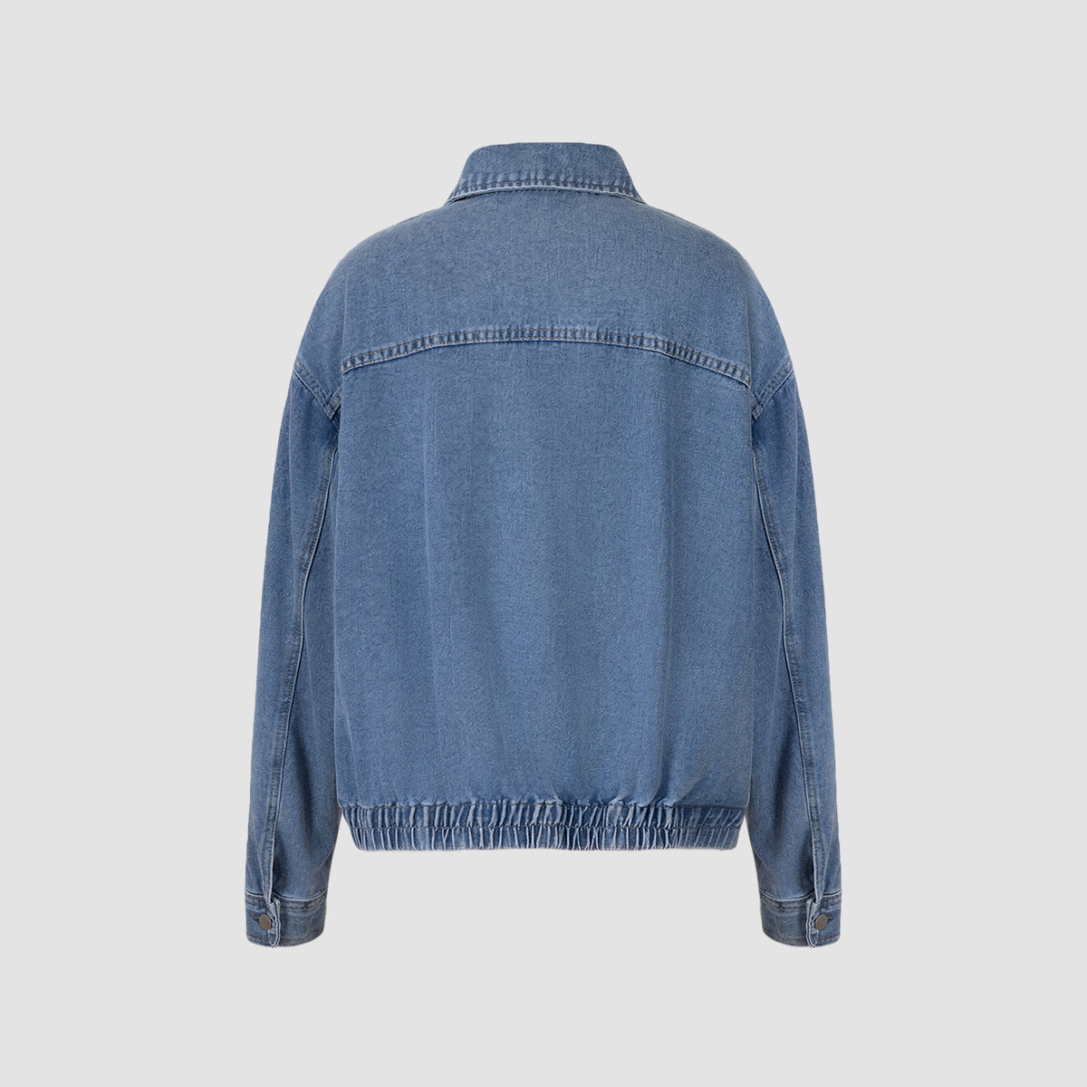 Ensemble veste courte en jean bleu clair et jean large