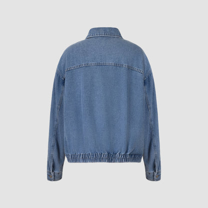 Ensemble veste courte en jean bleu clair et jean large