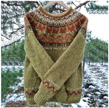 Pull Femme Col Rond Multicolore Ample Tendance