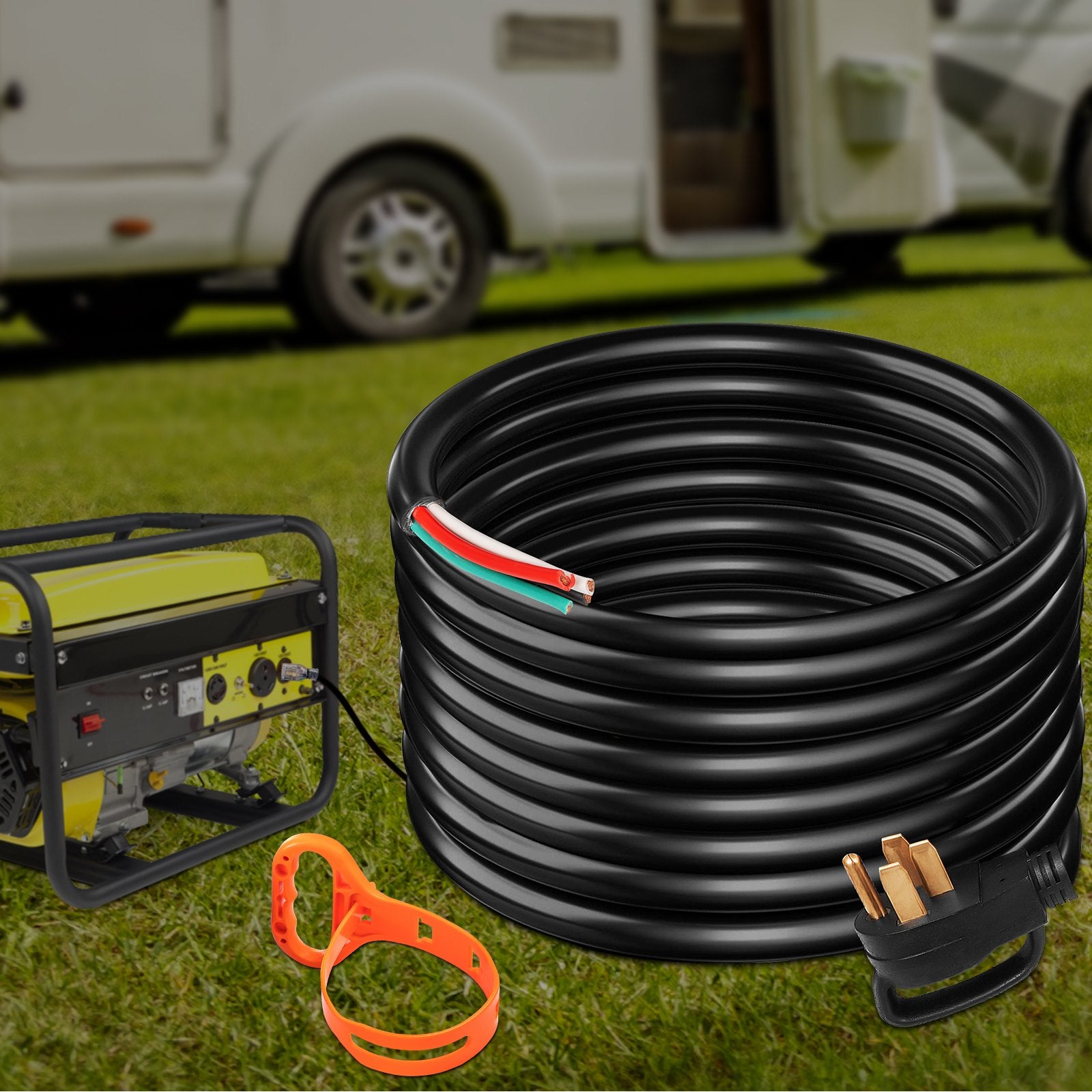 Cable de extensión de generador de 30 pies y 50 amperios, calibre 6