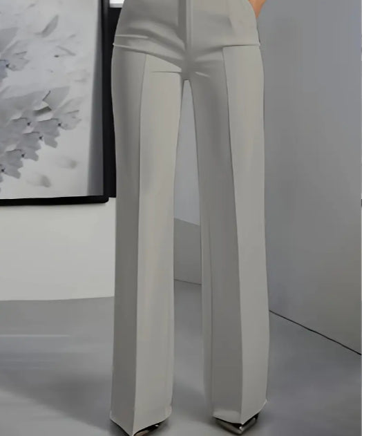 Pantalon minimaliste blanc en polyester pour femme