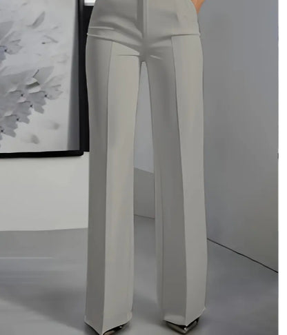 Pantalon minimaliste blanc en polyester pour femme
