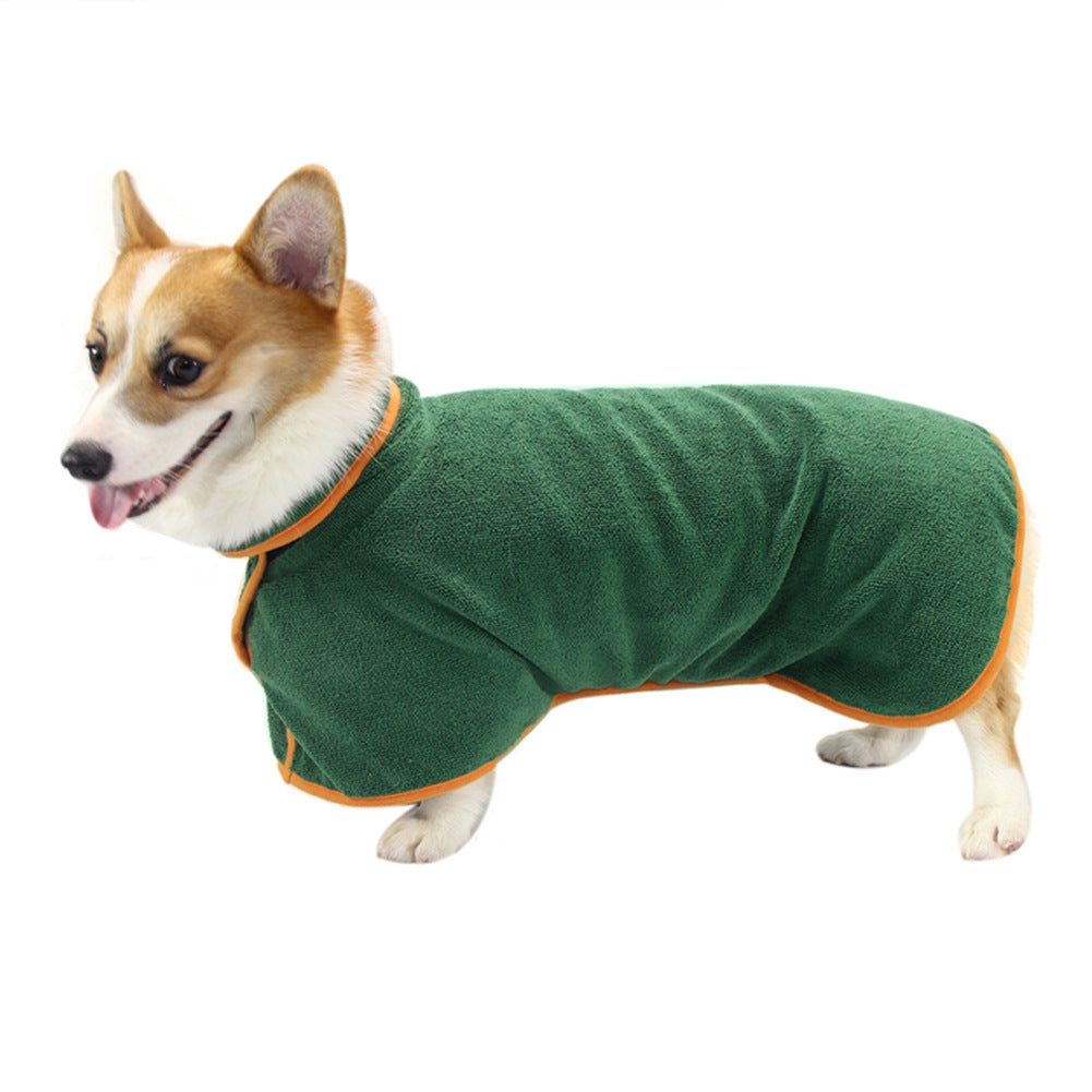 Bata de baño absorbente para mascotas de microfibra con ajuste de cintura