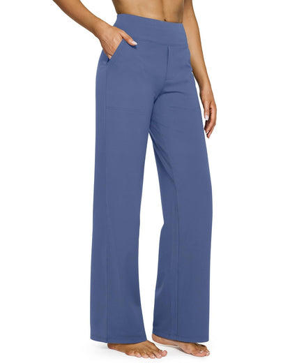 Pantalon droit taille haute en maille à poches