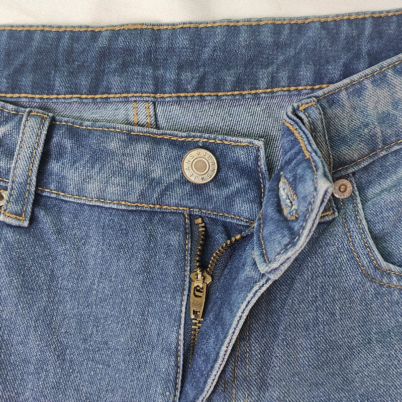 Jeans Femme Ample Taille Moyenne Décontracté Coupe Droite