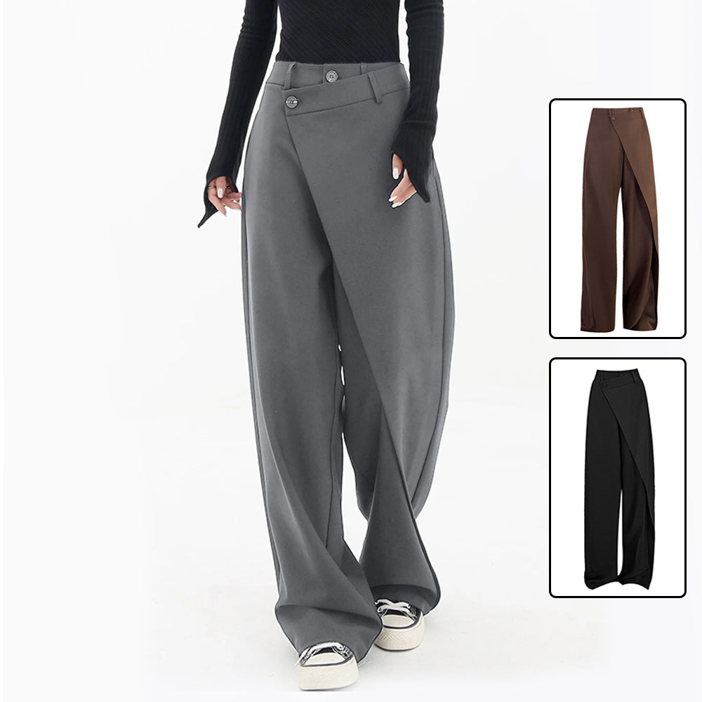 Pantalones Anchos Irregulares Ins Moda Pantalones Sueltos Ropa de Mujer