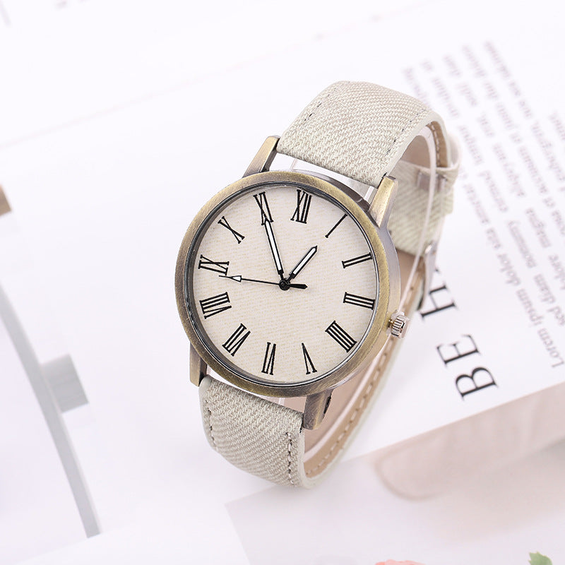 Montre à Quartz Femme en Jean Décontractée avec Ceinture