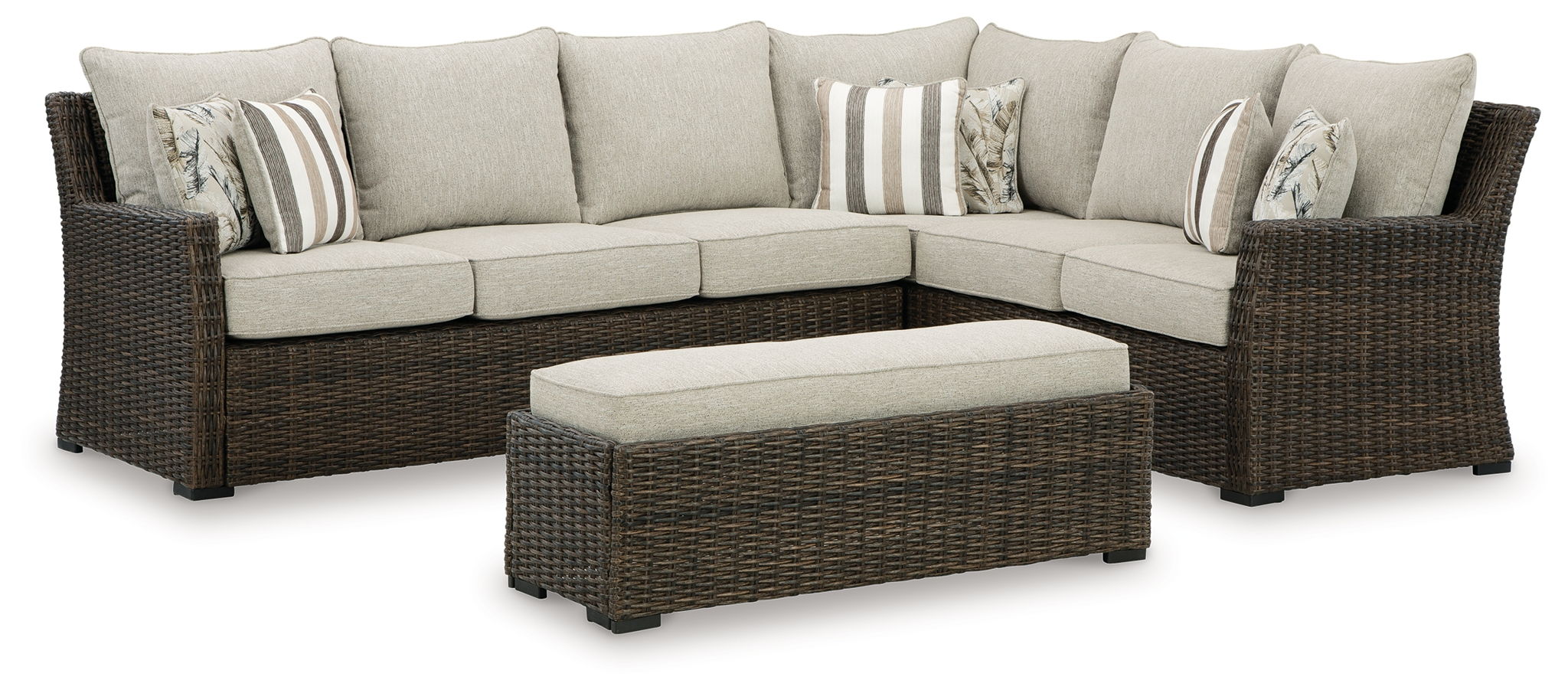 Ashley Brook Ranch Brown Sofa Sectional Set of 3-0