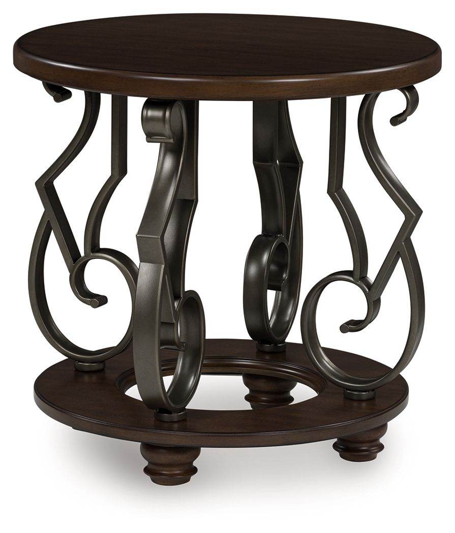Dark Brown Frallyn Round End Table by Signature Design Ashley-0